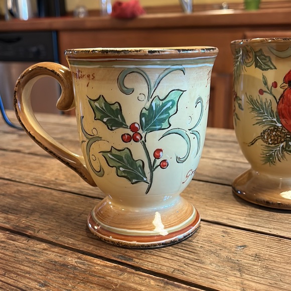 2 Hand painted Holiday Coffee mugs - Picture 6 of 9